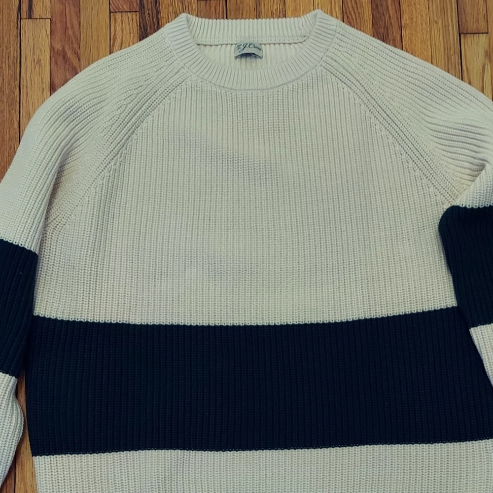 NEW! JCREW'S Heritage cotton shaker-stitch sweater in stripe, Men's XL